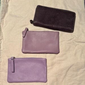 Roots Purple Leather Wallet Trio